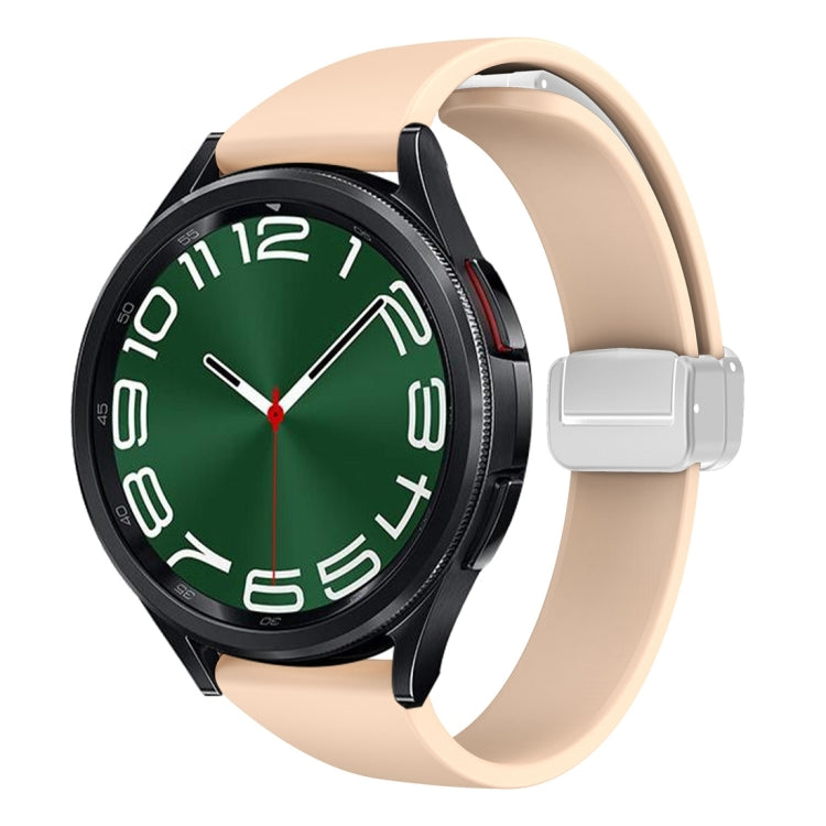 For Samsung Galaxy Watch 6 / 6 Classic Magnetic Silver Buckle Slim Silicone Watch Band