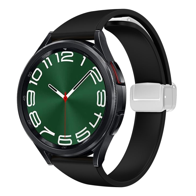 For Samsung Galaxy Watch 6 / 6 Classic Magnetic Silver Buckle Slim Silicone Watch Band