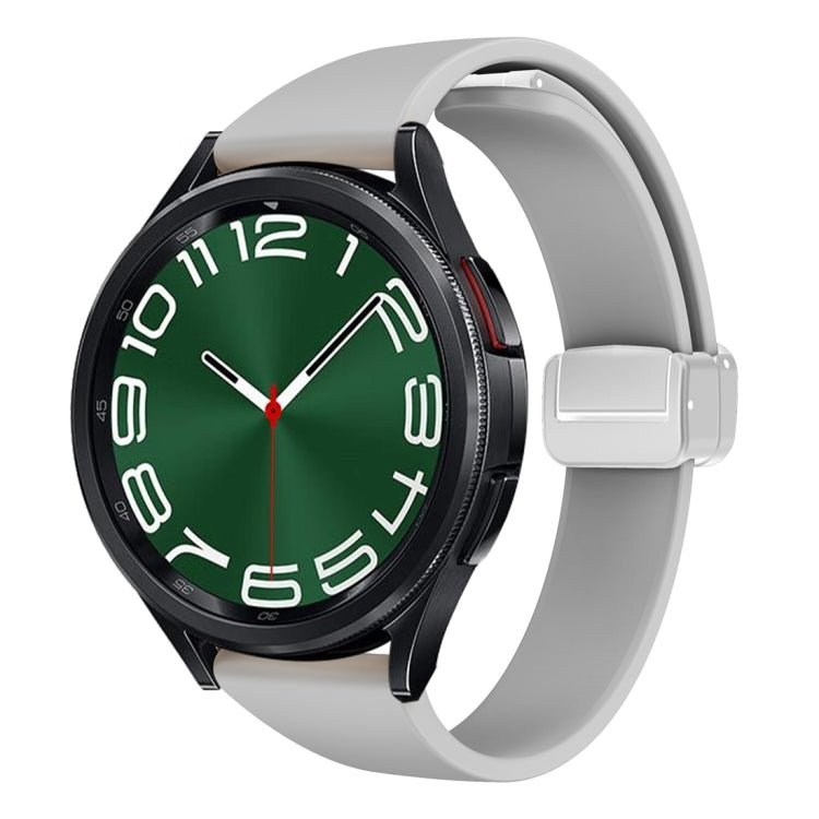 For Samsung Galaxy Watch 6 / 6 Classic Magnetic Silver Buckle Slim Silicone Watch Band