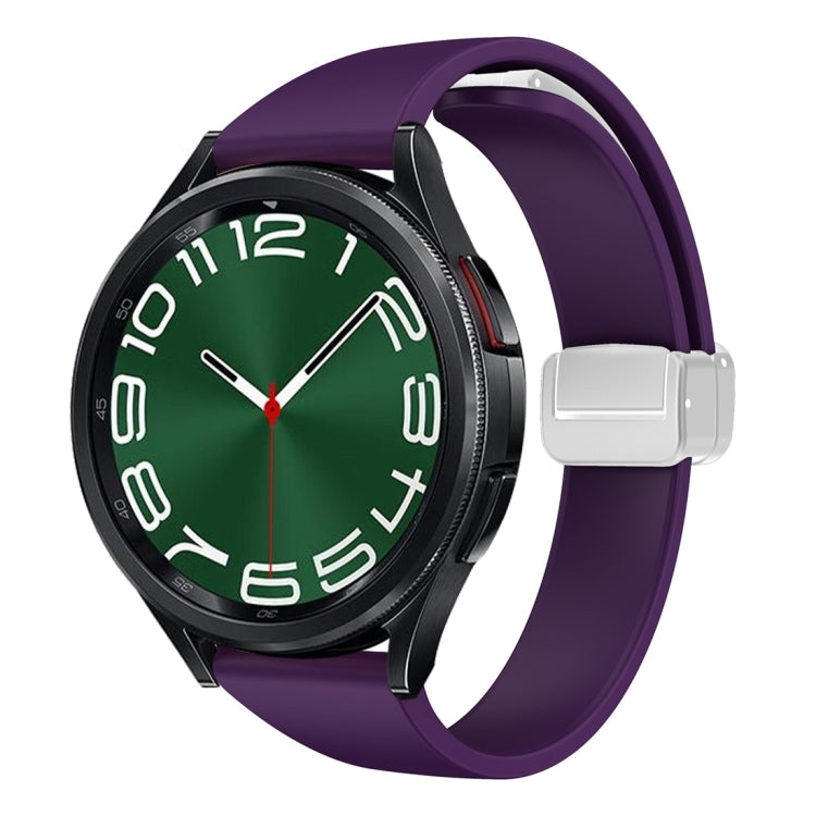 For Samsung Galaxy Watch 6 / 6 Classic Magnetic Silver Buckle Slim Silicone Watch Band
