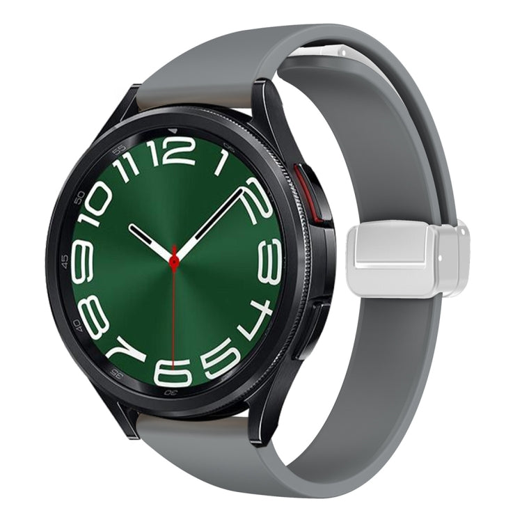 For Samsung Galaxy Watch 6 / 6 Classic Magnetic Silver Buckle Slim Silicone Watch Band