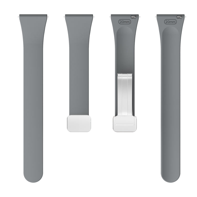For Samsung Galaxy Watch 6 / 6 Classic Magnetic Silver Buckle Slim Silicone Watch Band