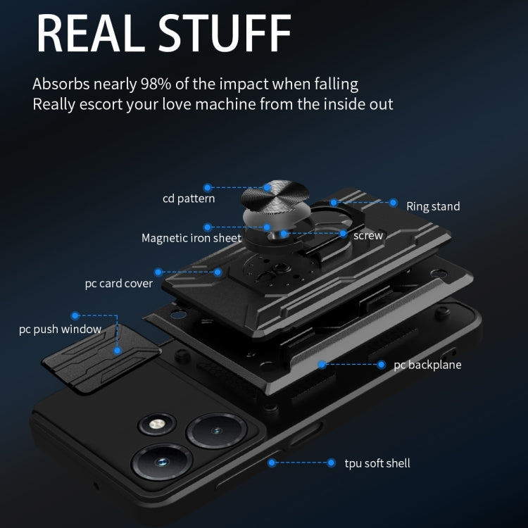 For Infinix Hot 30i Sliding Camshield TPU+PC Phone Case with Card Slot