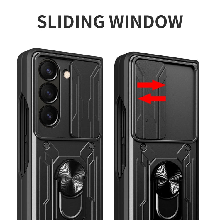 For Samsung Galaxy Z Fold5 Sliding Camshield TPU+PC Phone Case with Holder