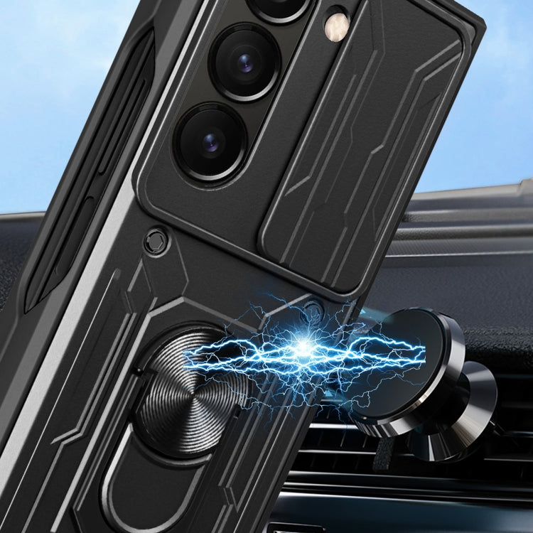 For Samsung Galaxy Z Fold5 Sliding Camshield TPU+PC Phone Case with Holder