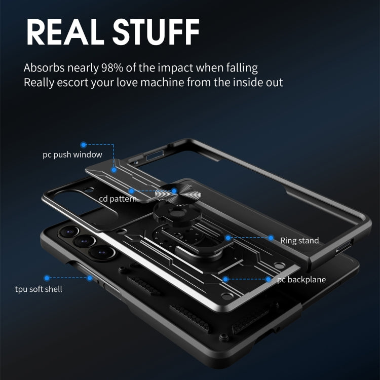 For Samsung Galaxy Z Fold5 Sliding Camshield TPU+PC Phone Case with Holder