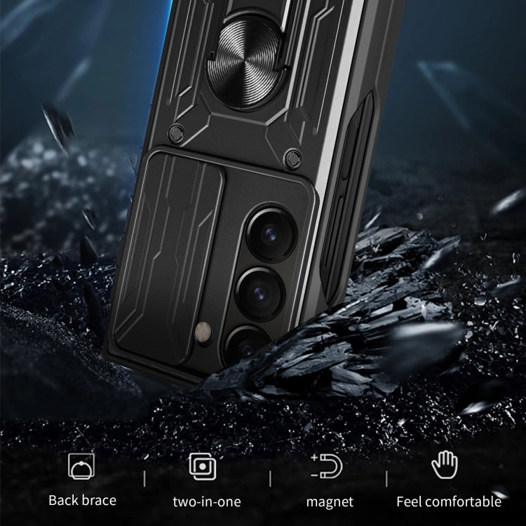 For Samsung Galaxy Z Fold5 Sliding Camshield TPU+PC Phone Case with Holder