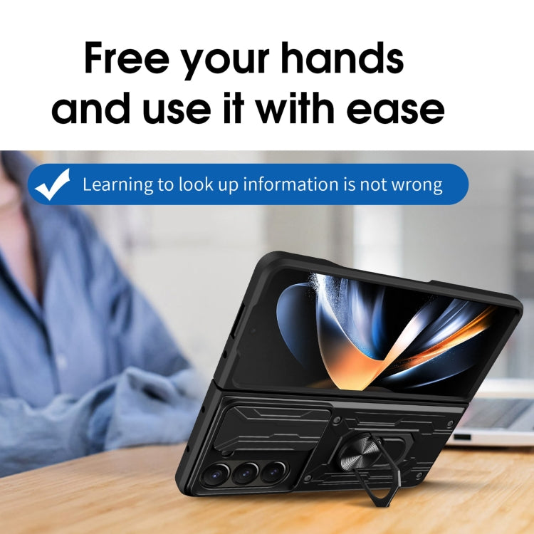 For Samsung Galaxy Z Fold5 Sliding Camshield TPU+PC Phone Case with Holder