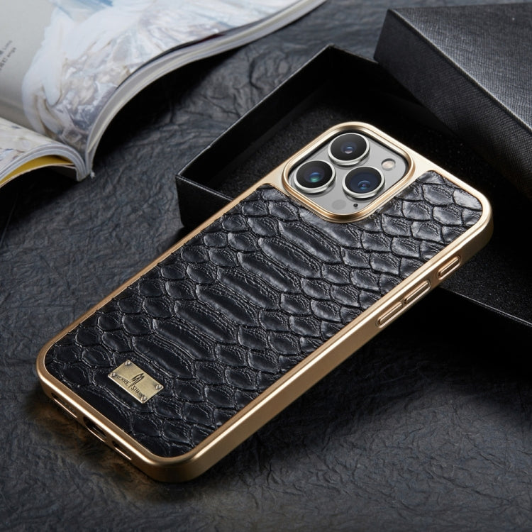 For iPhone 16 Pro Max Fierre Shann Python Texture Electroplating PU Phone Case