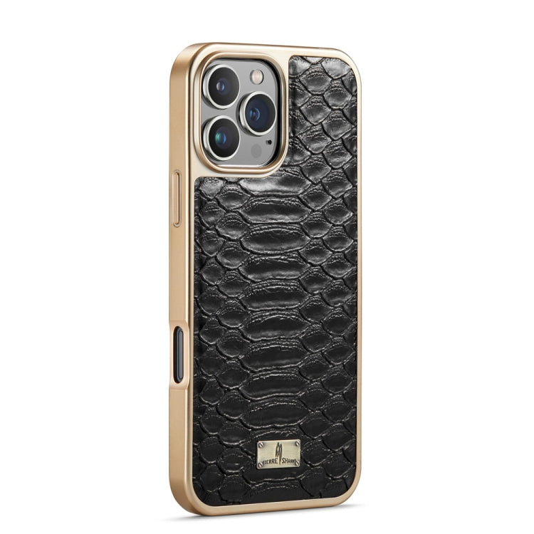 For iPhone 16 Pro Max Fierre Shann Python Texture Electroplating PU Phone Case