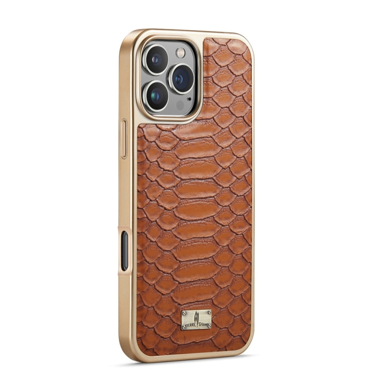 For iPhone 16 Pro Max Fierre Shann Python Texture Electroplating PU Phone Case