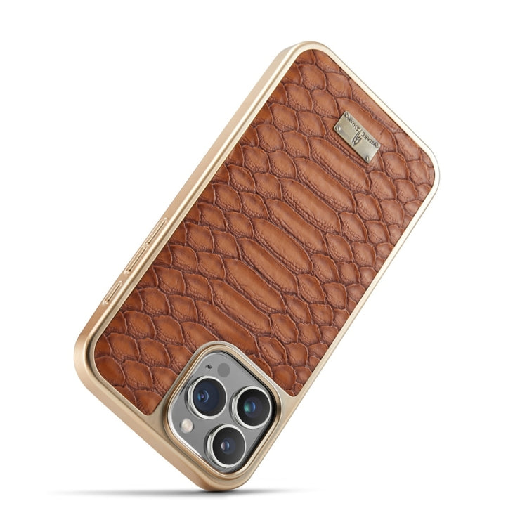 For iPhone 16 Pro Max Fierre Shann Python Texture Electroplating PU Phone Case