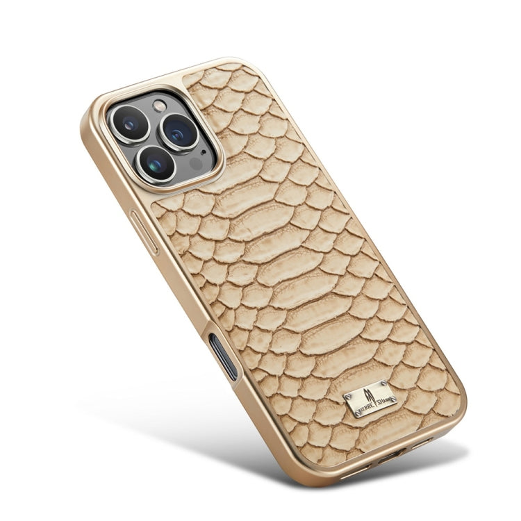 For iPhone 16 Pro Max Fierre Shann Python Texture Electroplating PU Phone Case