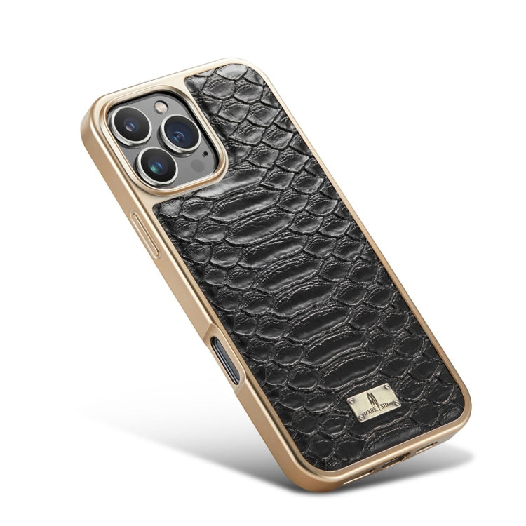 For iPhone 16 Pro Fierre Shann Python Texture Electroplating PU Phone Case
