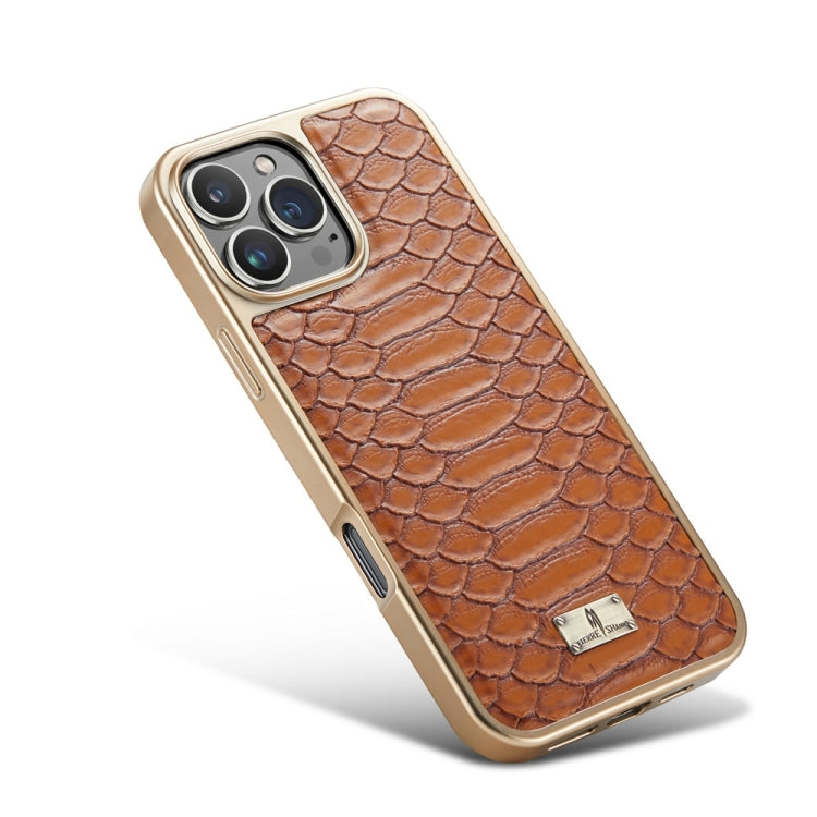 For iPhone 16 Pro Fierre Shann Python Texture Electroplating PU Phone Case
