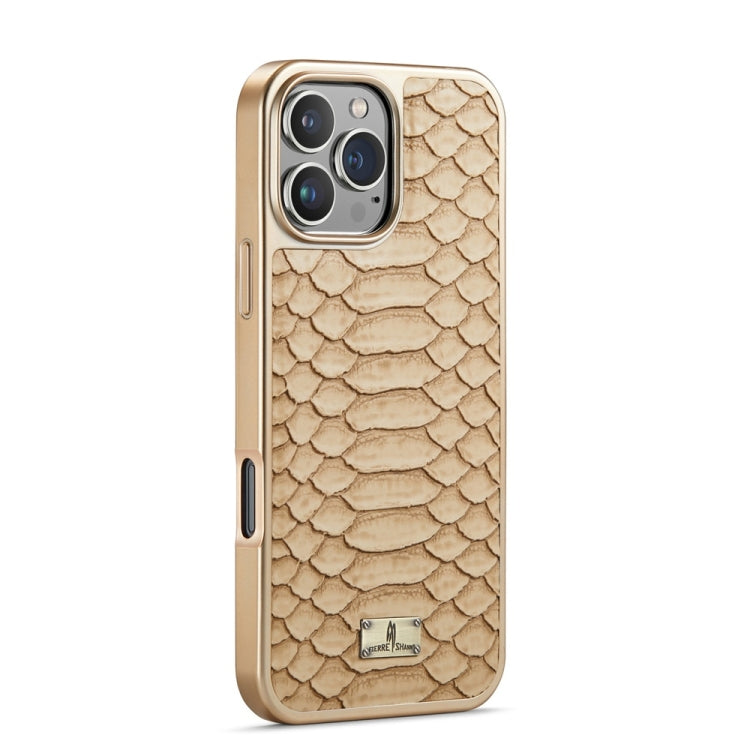 For iPhone 16 Pro Fierre Shann Python Texture Electroplating PU Phone Case