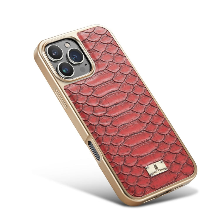 For iPhone 16 Pro Fierre Shann Python Texture Electroplating PU Phone Case