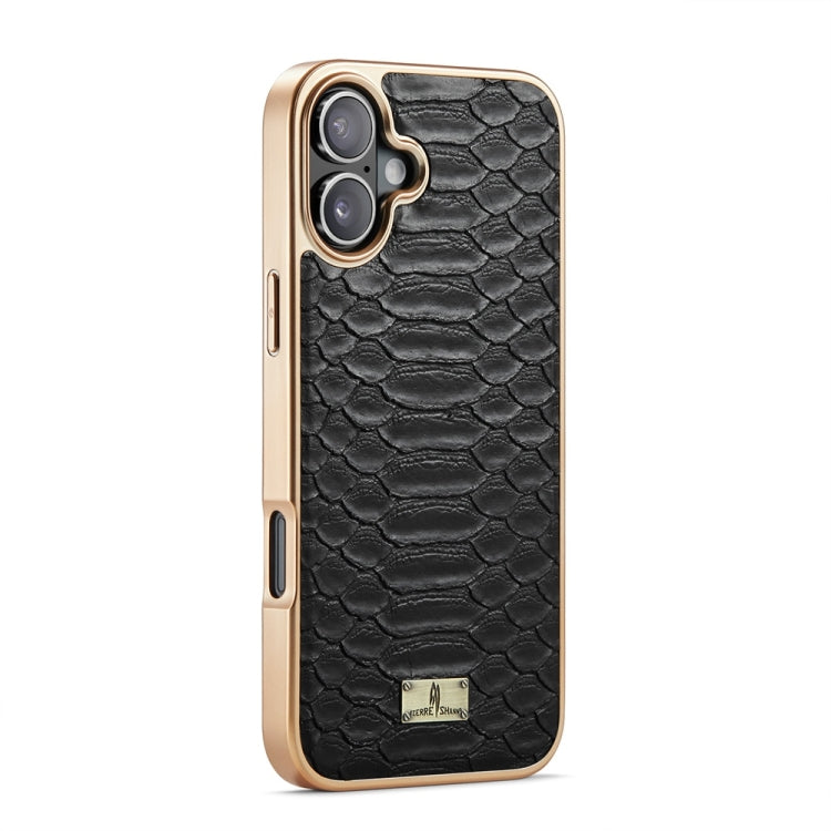 For iPhone 16 Plus Fierre Shann Python Texture Electroplating PU Phone Case