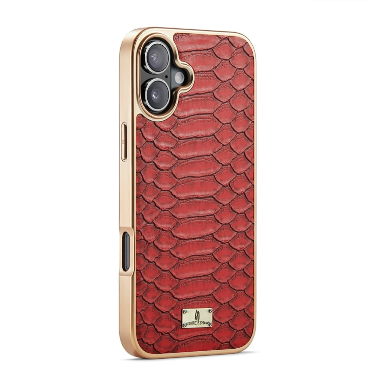 For iPhone 16 Fierre Shann Python Texture Electroplating PU Phone Case
