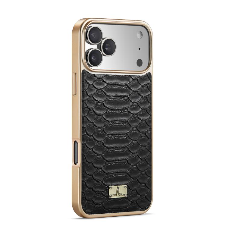 For iPhone 17 Pro Max Fierre Shann Python Texture Electroplating PU Phone Case