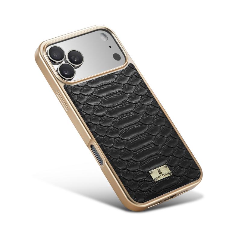 For iPhone 17 Pro Max Fierre Shann Python Texture Electroplating PU Phone Case