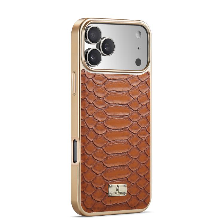 For iPhone 17 Pro Max Fierre Shann Python Texture Electroplating PU Phone Case