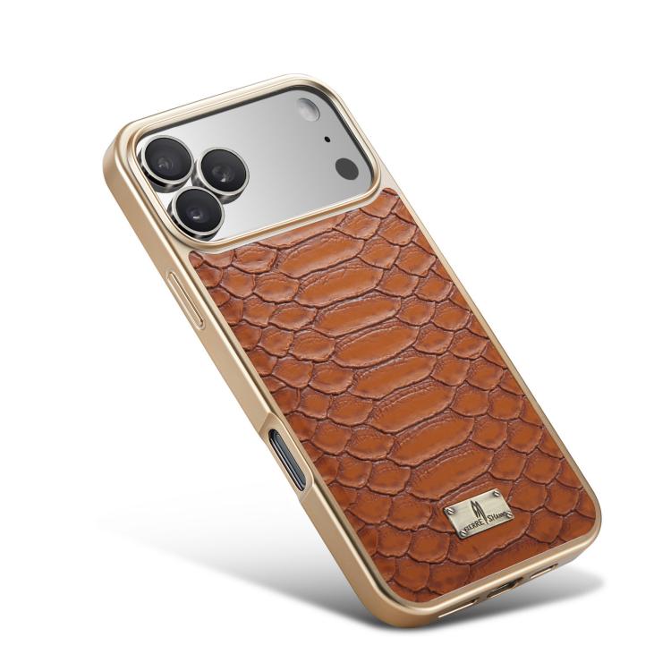 For iPhone 17 Pro Max Fierre Shann Python Texture Electroplating PU Phone Case