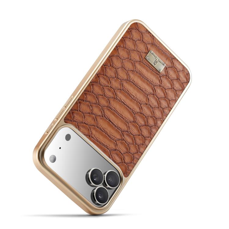 For iPhone 17 Pro Max Fierre Shann Python Texture Electroplating PU Phone Case