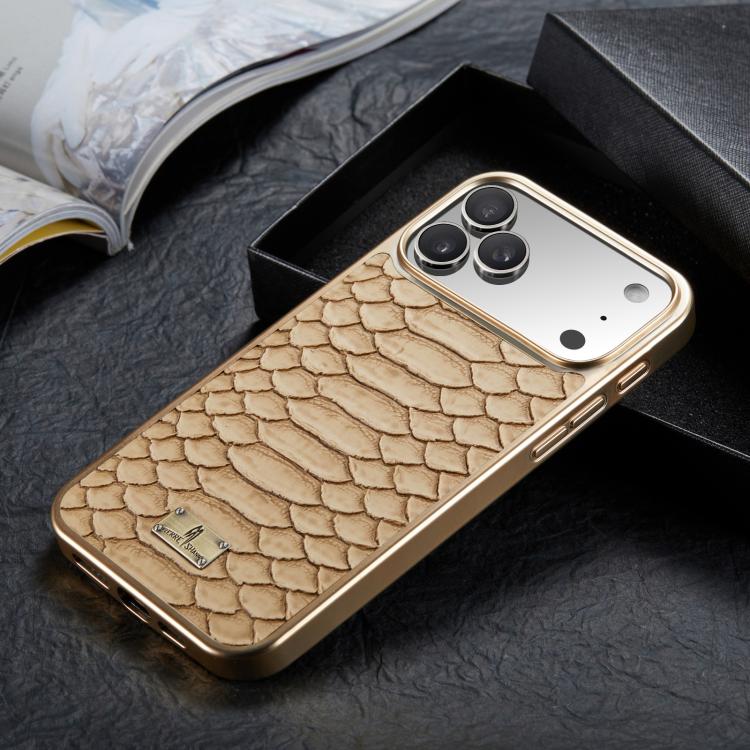 For iPhone 17 Pro Max Fierre Shann Python Texture Electroplating PU Phone Case