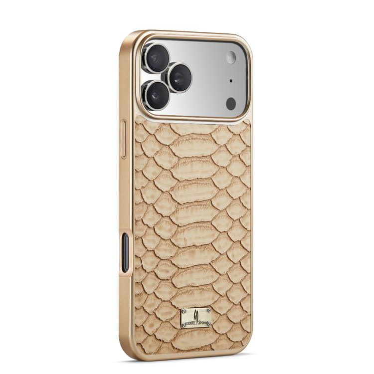 For iPhone 17 Pro Max Fierre Shann Python Texture Electroplating PU Phone Case