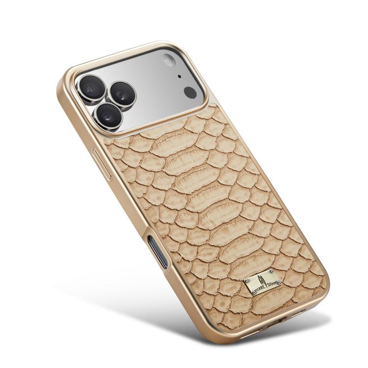 For iPhone 17 Pro Max Fierre Shann Python Texture Electroplating PU Phone Case