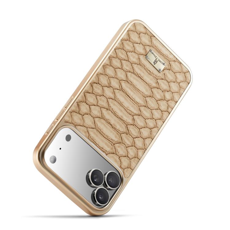 For iPhone 17 Pro Max Fierre Shann Python Texture Electroplating PU Phone Case