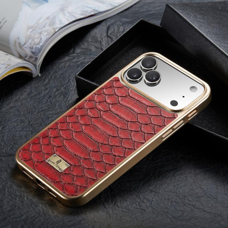 For iPhone 17 Pro Max Fierre Shann Python Texture Electroplating PU Phone Case