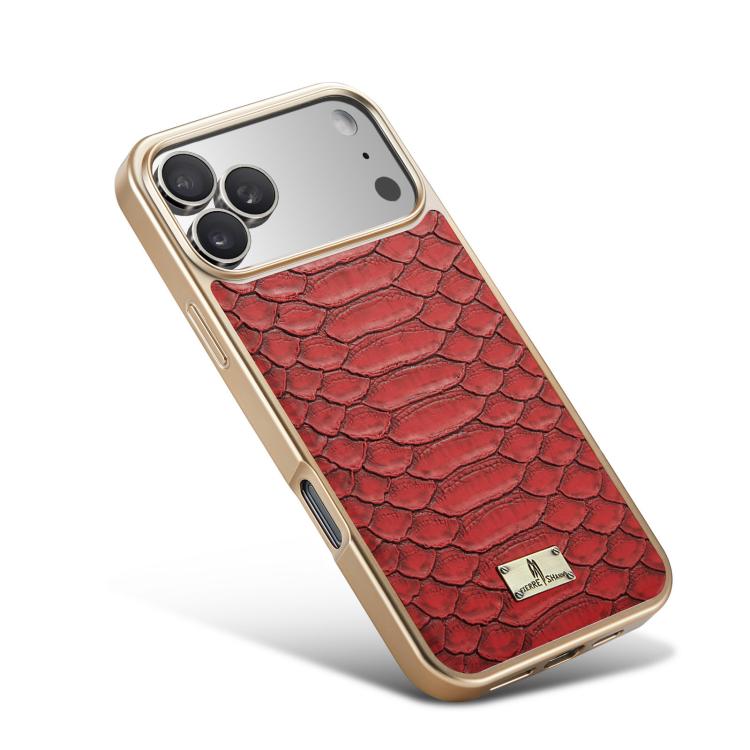 For iPhone 17 Pro Max Fierre Shann Python Texture Electroplating PU Phone Case