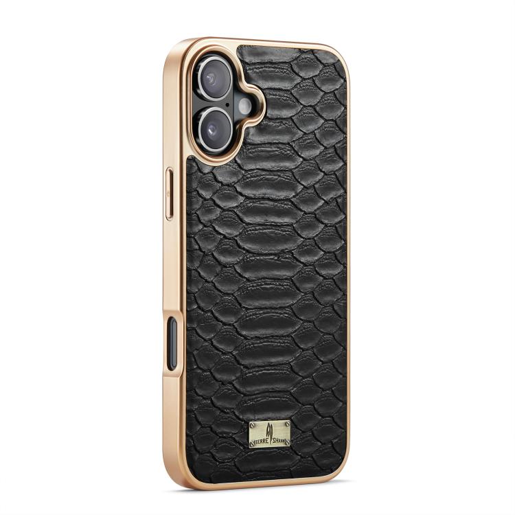 For iPhone 17 Fierre Shann Python Texture Electroplating PU Phone Case