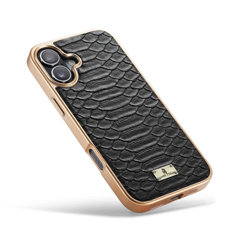 For iPhone 17 Fierre Shann Python Texture Electroplating PU Phone Case