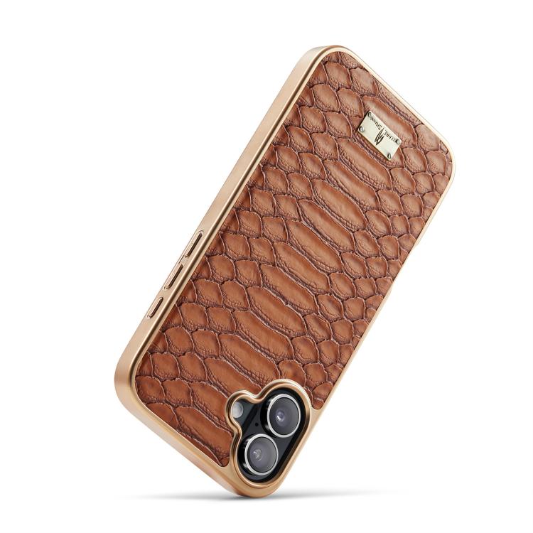 For iPhone 17 Fierre Shann Python Texture Electroplating PU Phone Case