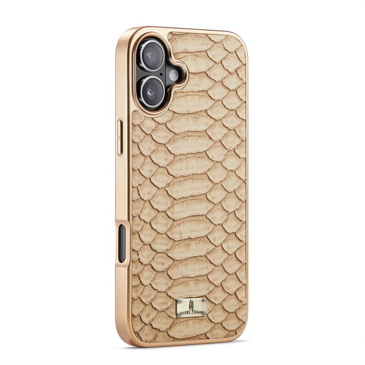 For iPhone 17 Fierre Shann Python Texture Electroplating PU Phone Case
