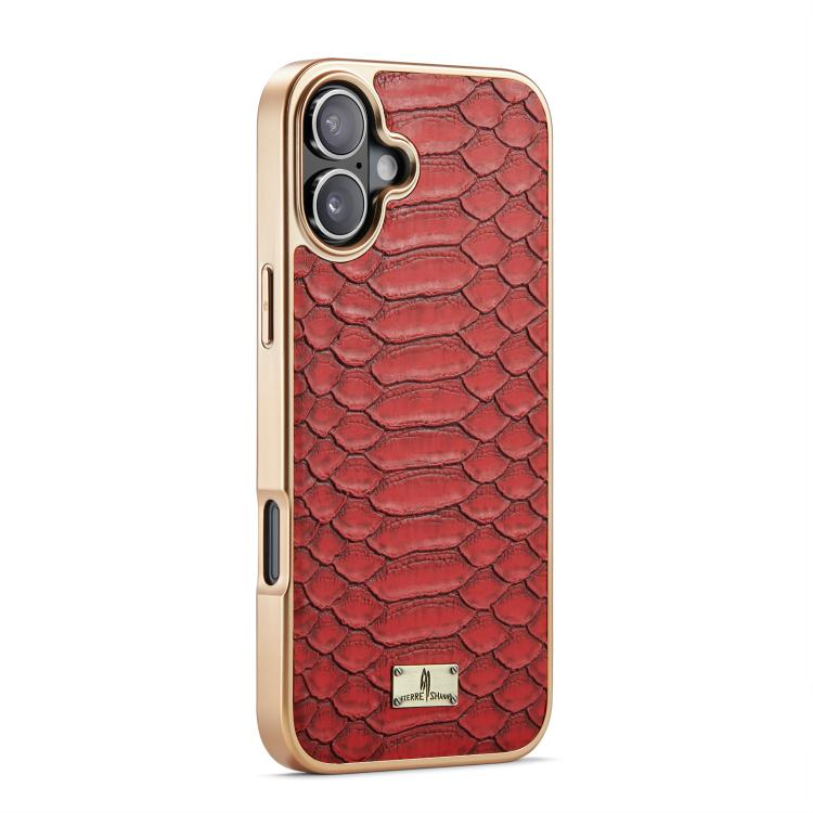 For iPhone 17 Fierre Shann Python Texture Electroplating PU Phone Case