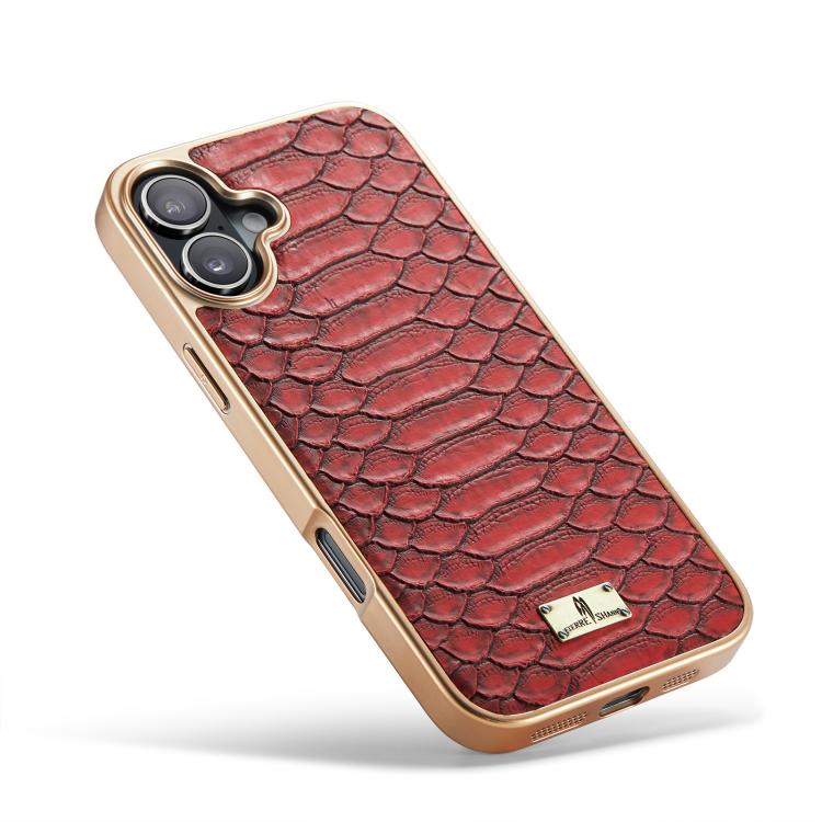 For iPhone 17 Fierre Shann Python Texture Electroplating PU Phone Case