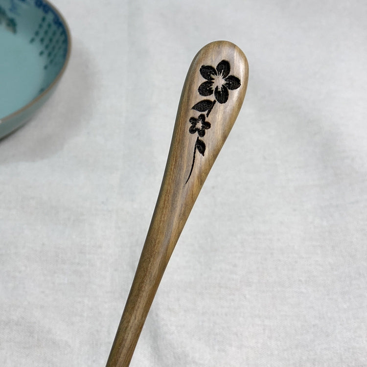 Classical Sandalwood Hairpin Hair Ornaments with Gift Box, Gift Box Random Color Delivery(Ancient Style Plum Verawood)