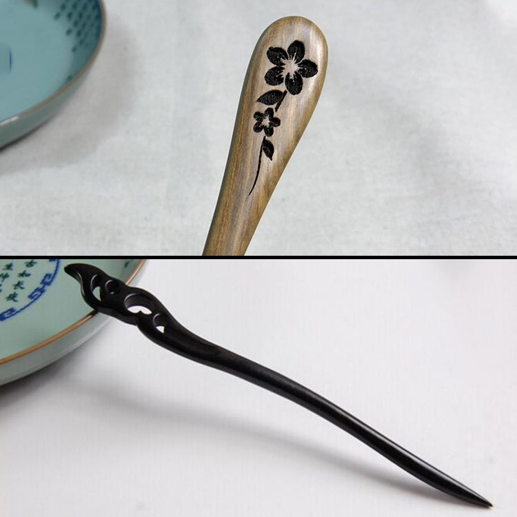 Classical Sandalwood Hairpin Hair Ornaments with Gift Box, Gift Box Random Color Delivery(Ancient Style Plum Verawood)