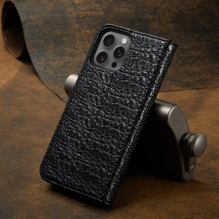 For iPhone 16 Pro Max Fierre Shann Crocodile Texture Magnetic Genuine Leather Phone Case