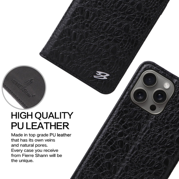 For iPhone 16 Pro Max Fierre Shann Crocodile Texture Magnetic Genuine Leather Phone Case