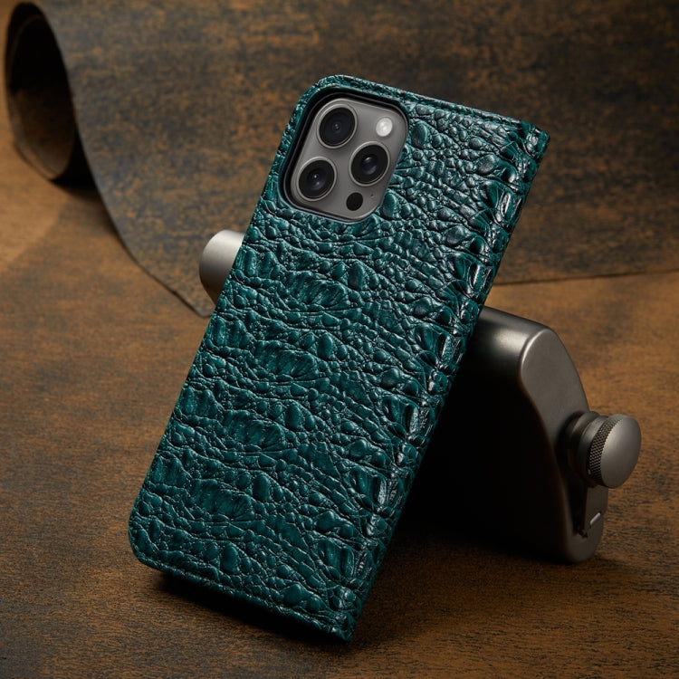 For iPhone 16 Pro Max Fierre Shann Crocodile Texture Magnetic Genuine Leather Phone Case
