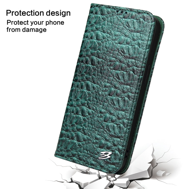 For iPhone 16 Plus Fierre Shann Crocodile Texture Magnetic Genuine Leather Phone Case