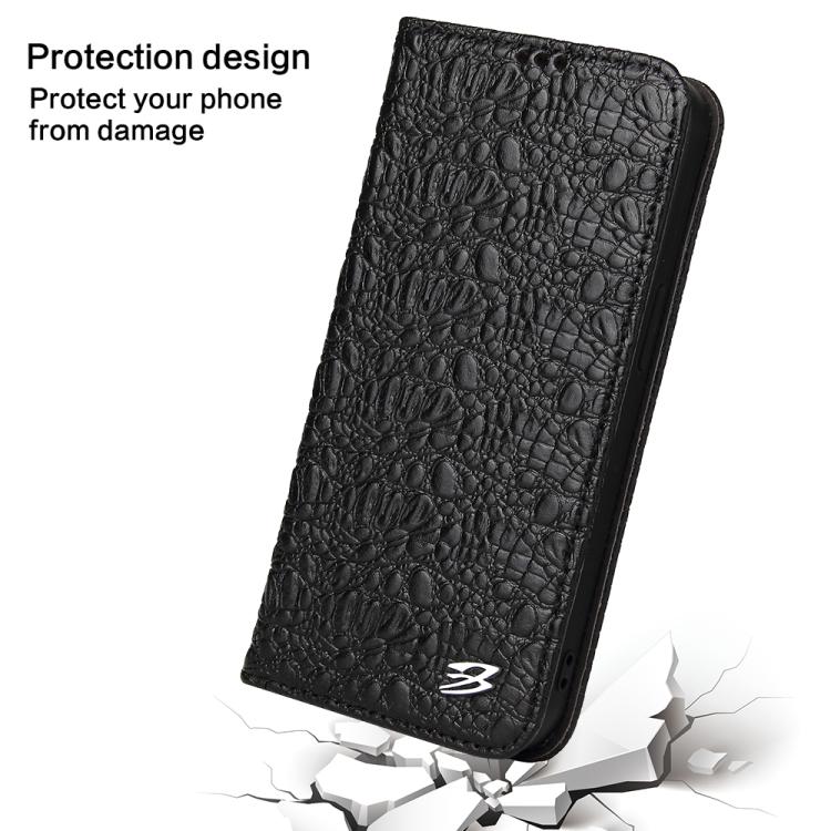For iPhone 17e / 16e Fierre Shann Crocodile Texture Magnetic Genuine Leather Phone Case