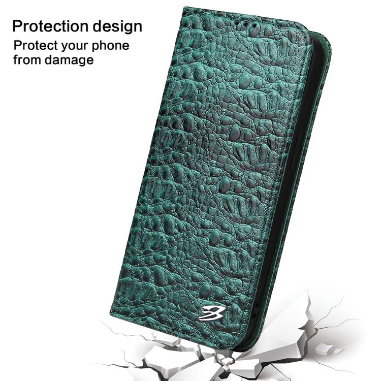 For iPhone 17e / 16e Fierre Shann Crocodile Texture Magnetic Genuine Leather Phone Case