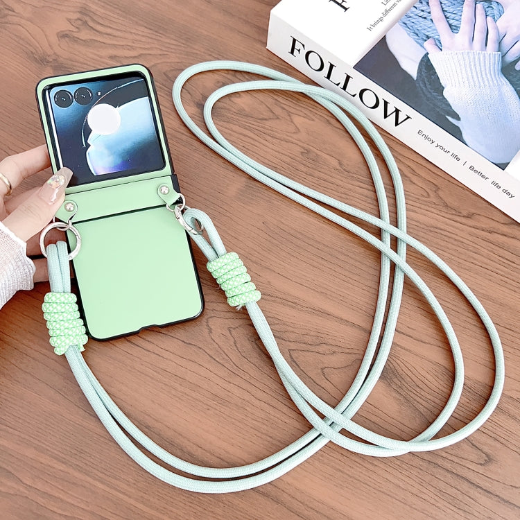 For Motorola Razr 50 Morandi Leather Texture Phone Case With Lanyard