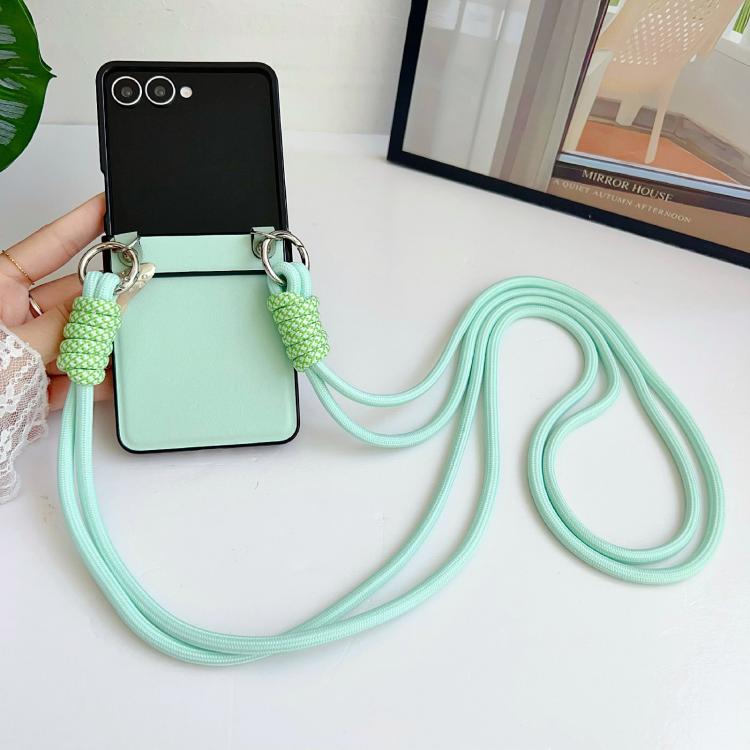 For Samsung Galaxy Z Flip7 5G Morandi Leather Texture Phone Case With Lanyard